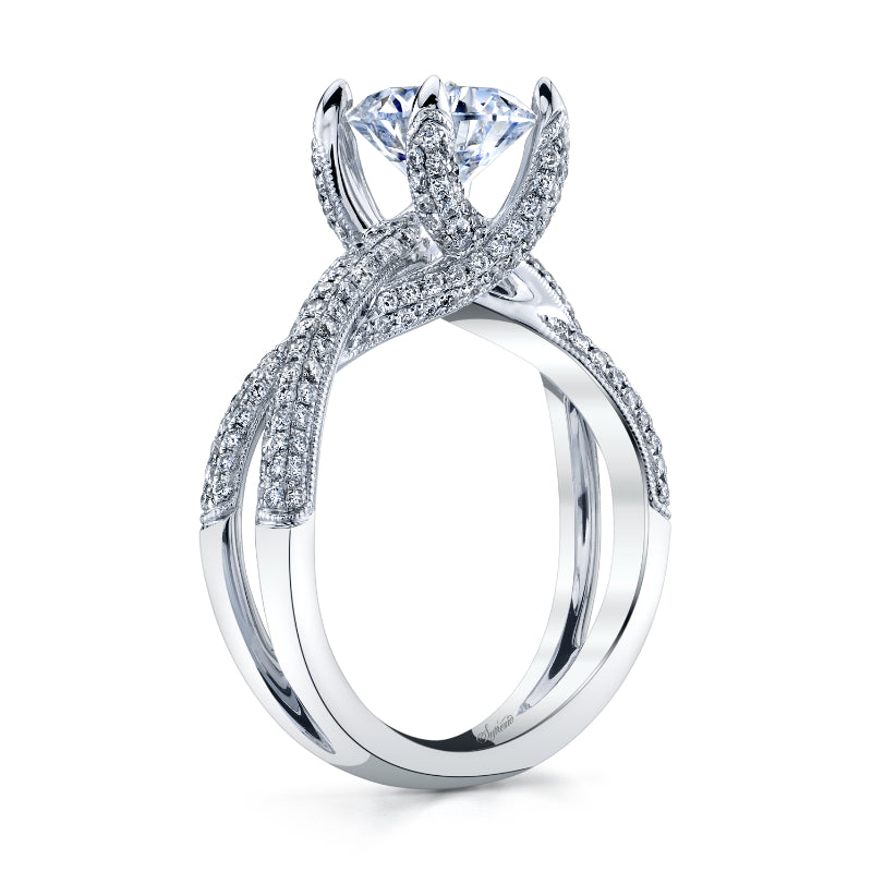 Round Twist Pavé Diamond Engagement Ring - SJUM161RS