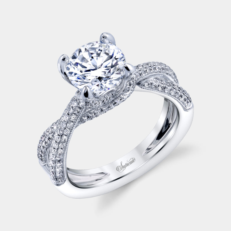 Round Twist Pavé Diamond Engagement Ring - SJUM161RS