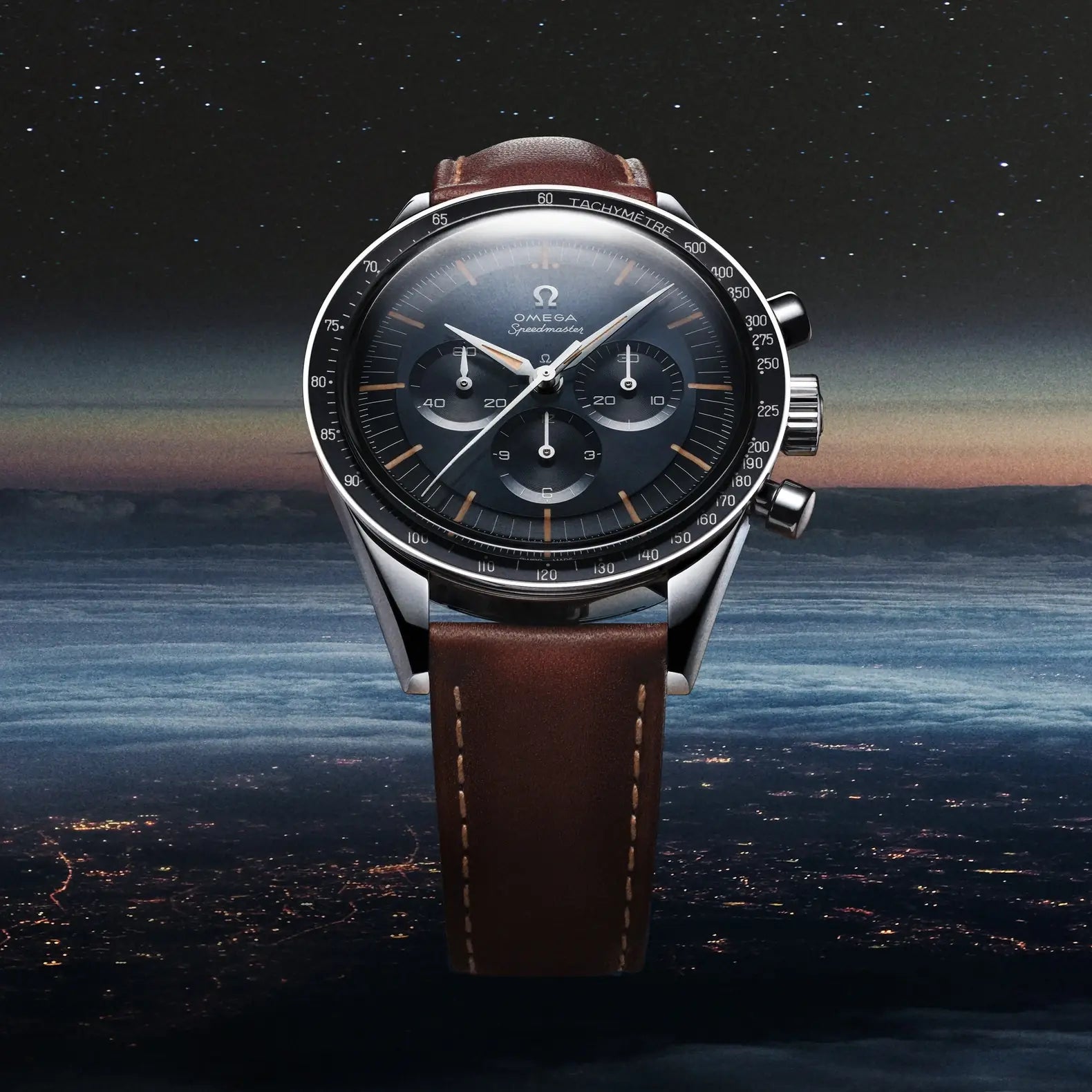 Speedmaster First OMEGA in Space - Blue Dial on Brown Strap