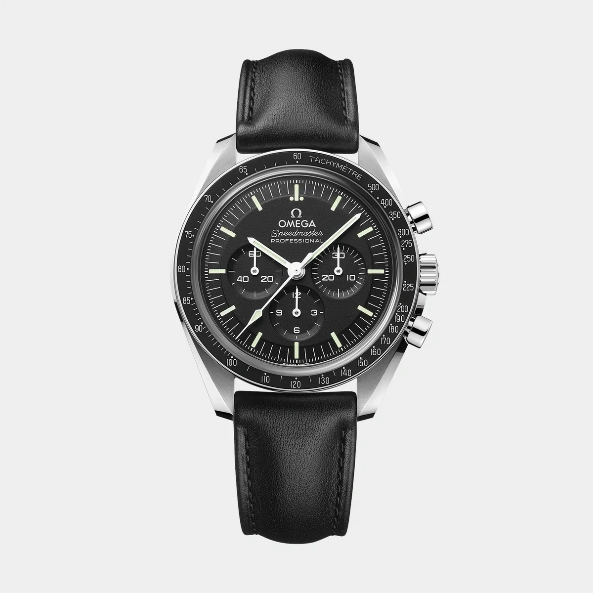 OMEGA | Speedmaster Moonwatch Sapphire - Black Dial on Leather Strap