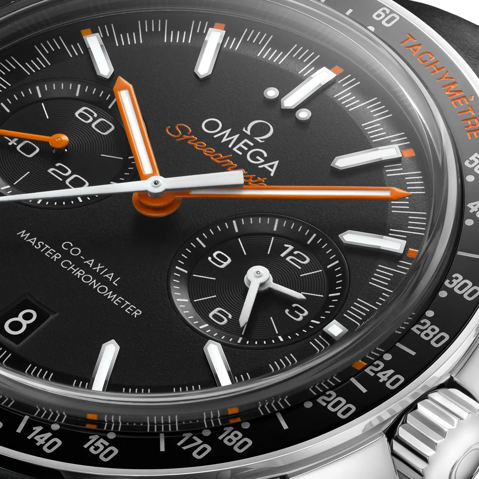 Speedmaster Racing 44.25mm - Black and Orange Dial on Strap