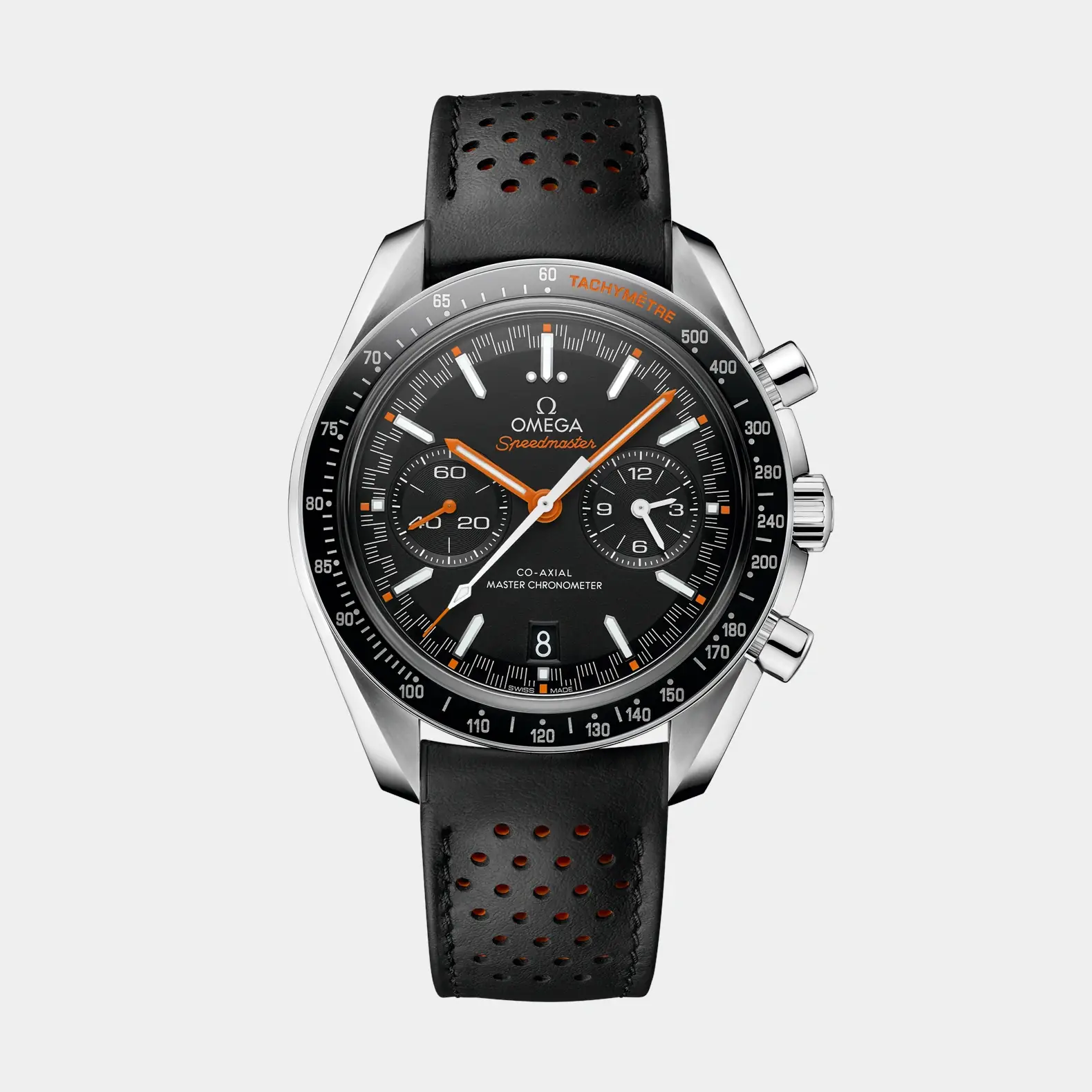 Speedmaster Racing 44.25mm - Black and Orange Dial on Strap