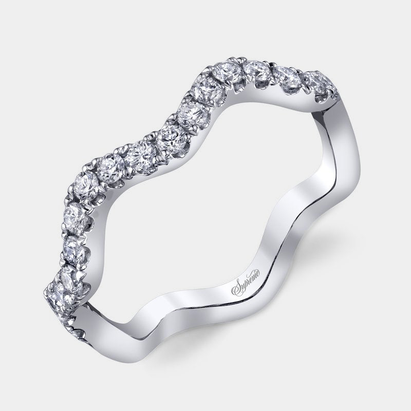 Wave Diamond Band 14k White Gold
