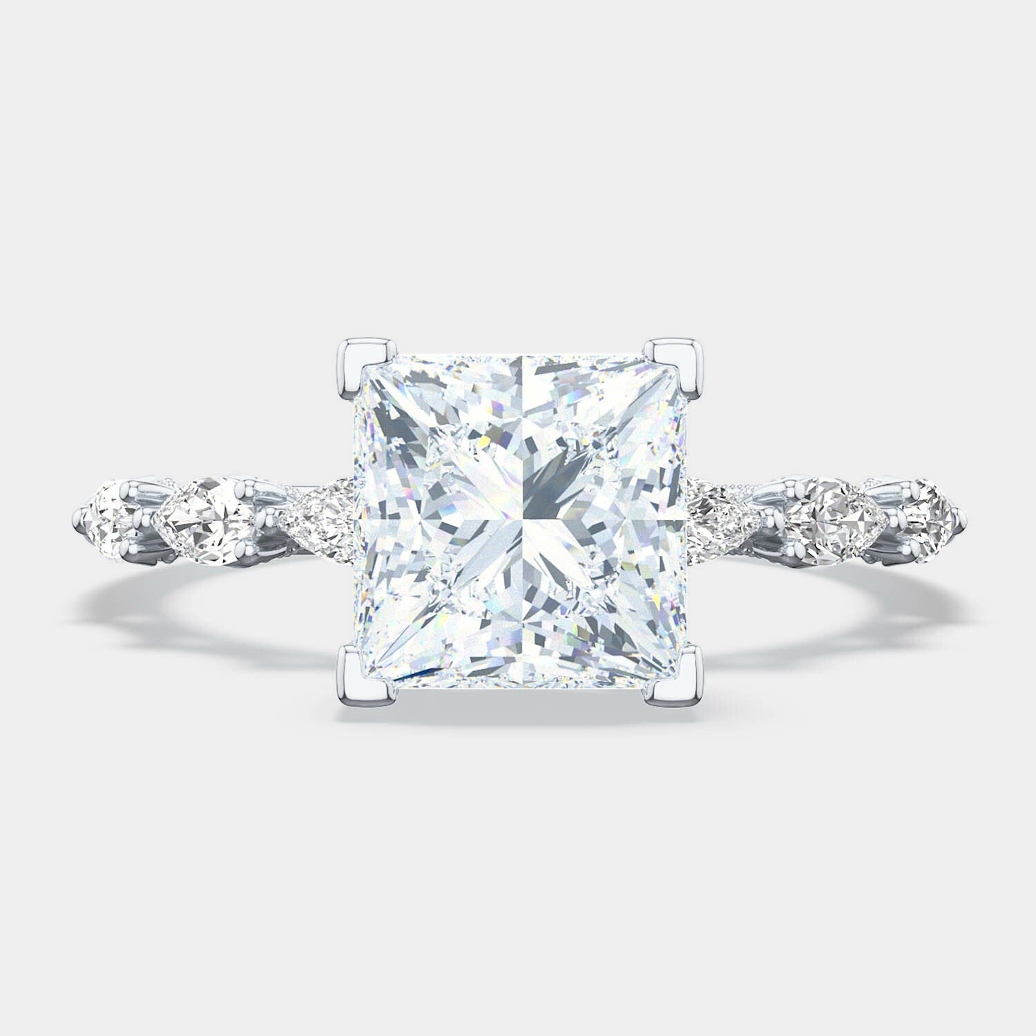 TACORI | Side Stone Princess Engagement Ring 18k White Gold - 2687