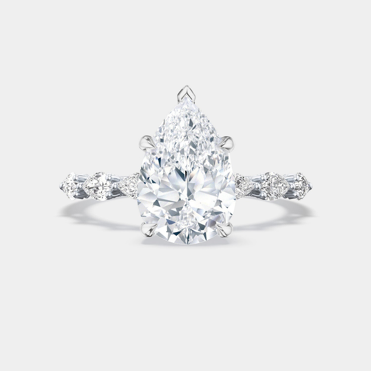 Pear Side Stone Platinum Engagement Ring - 2687