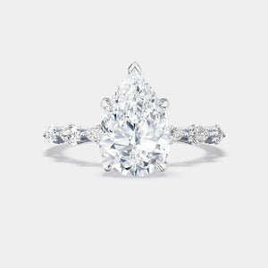 Pear Side Stone Platinum Engagement Ring - 2687