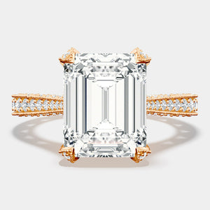 Emerald Pavé 18K Rose Gold Engagement Ring - HT2626