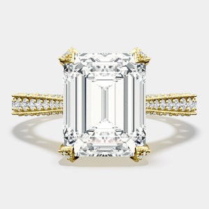 Emerald Pavé 18K Yellow Gold Engagement Ring - HT2626