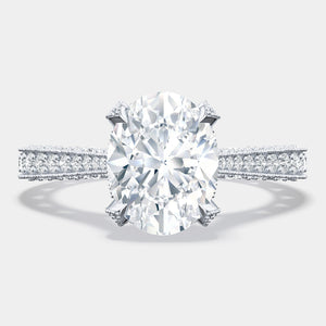 Oval Pavé Platinum Engagement Ring - HT2626