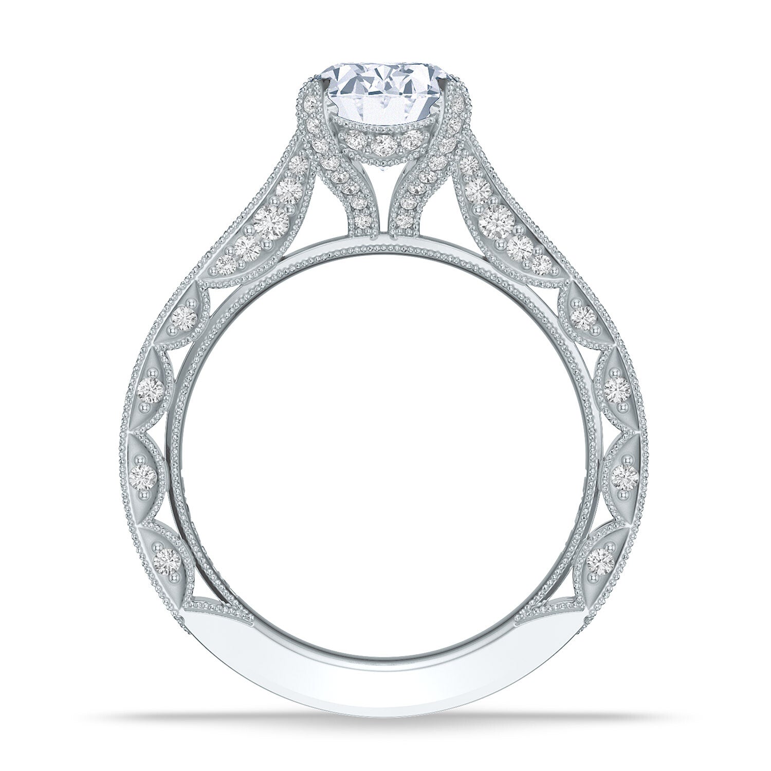 Oval Pavé Platinum Engagement Ring - HT2626
