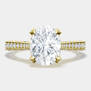 Oval Pavé 18K Yellow Gold Engagement Ring - HT2626