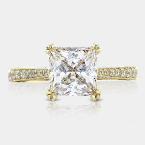 Princess Pavé 18K Yellow Gold Engagement Ring - HT2626