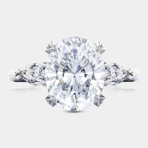 Oval 3-Stone Platinum Engagement Ring - HT2628