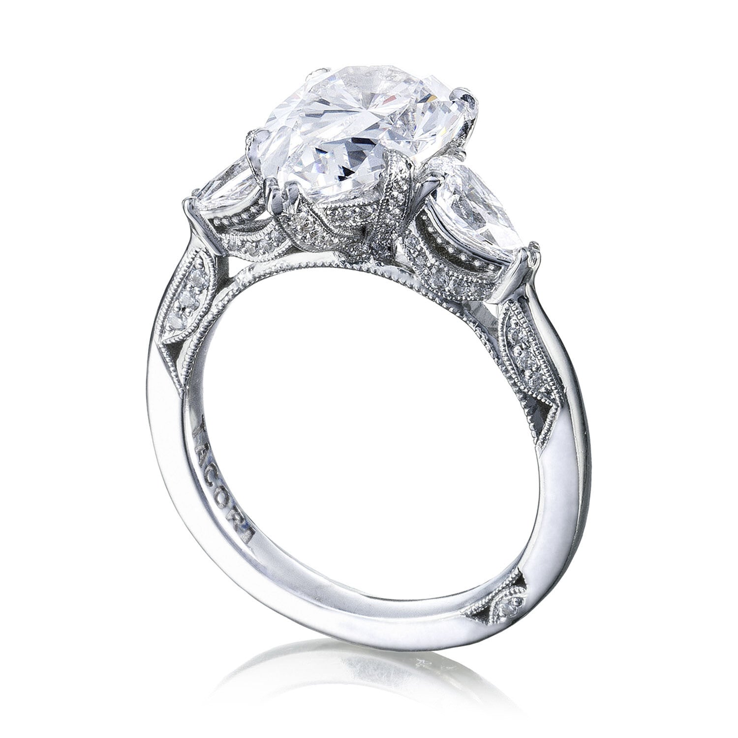 Pear 3-Stone Platinum Engagement Ring - HT2628