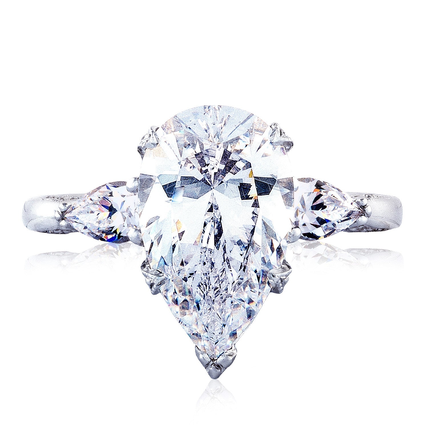 Pear 3-Stone Platinum Engagement Ring - HT2628