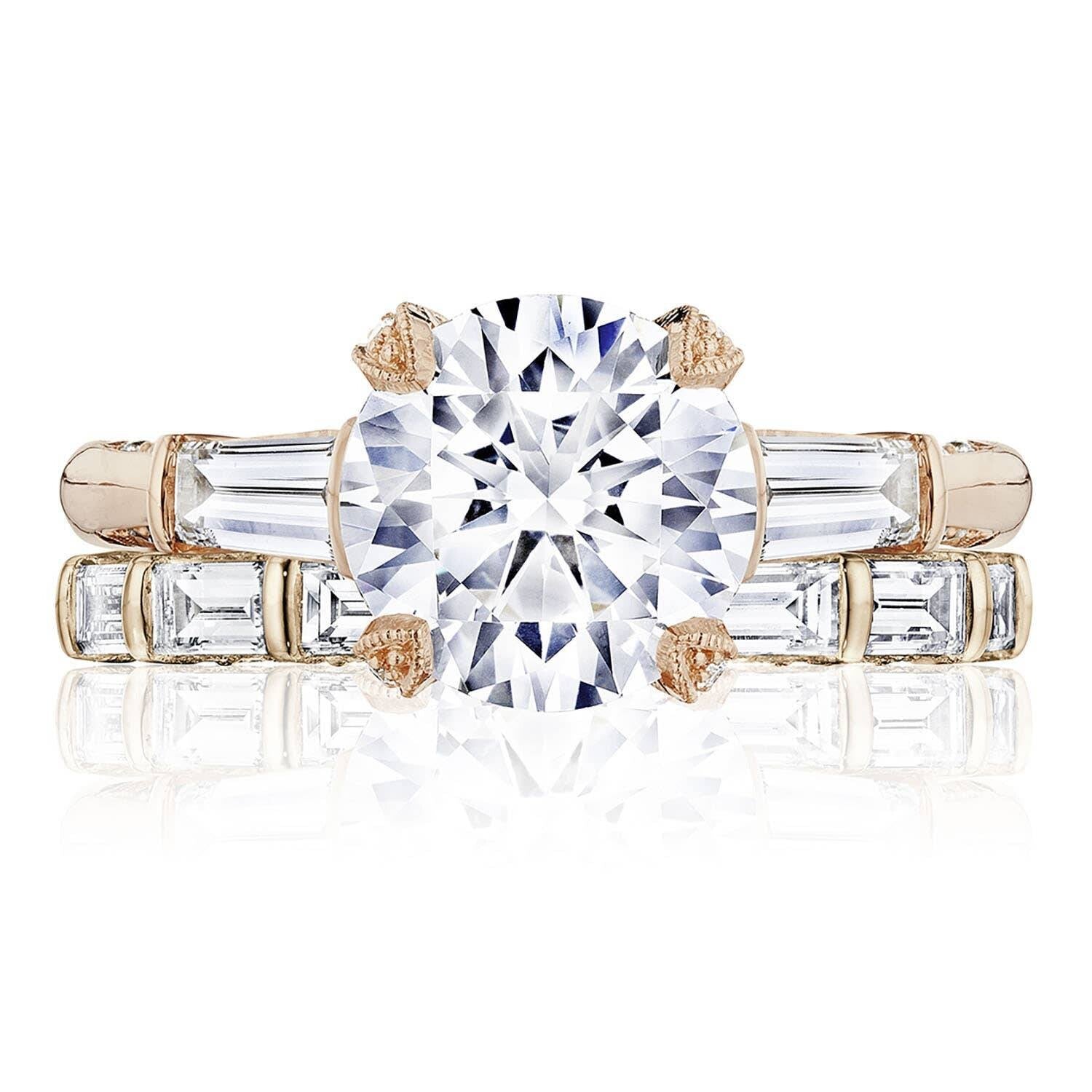 Round 3-Stone Platinum Engagement Ring - HT2657