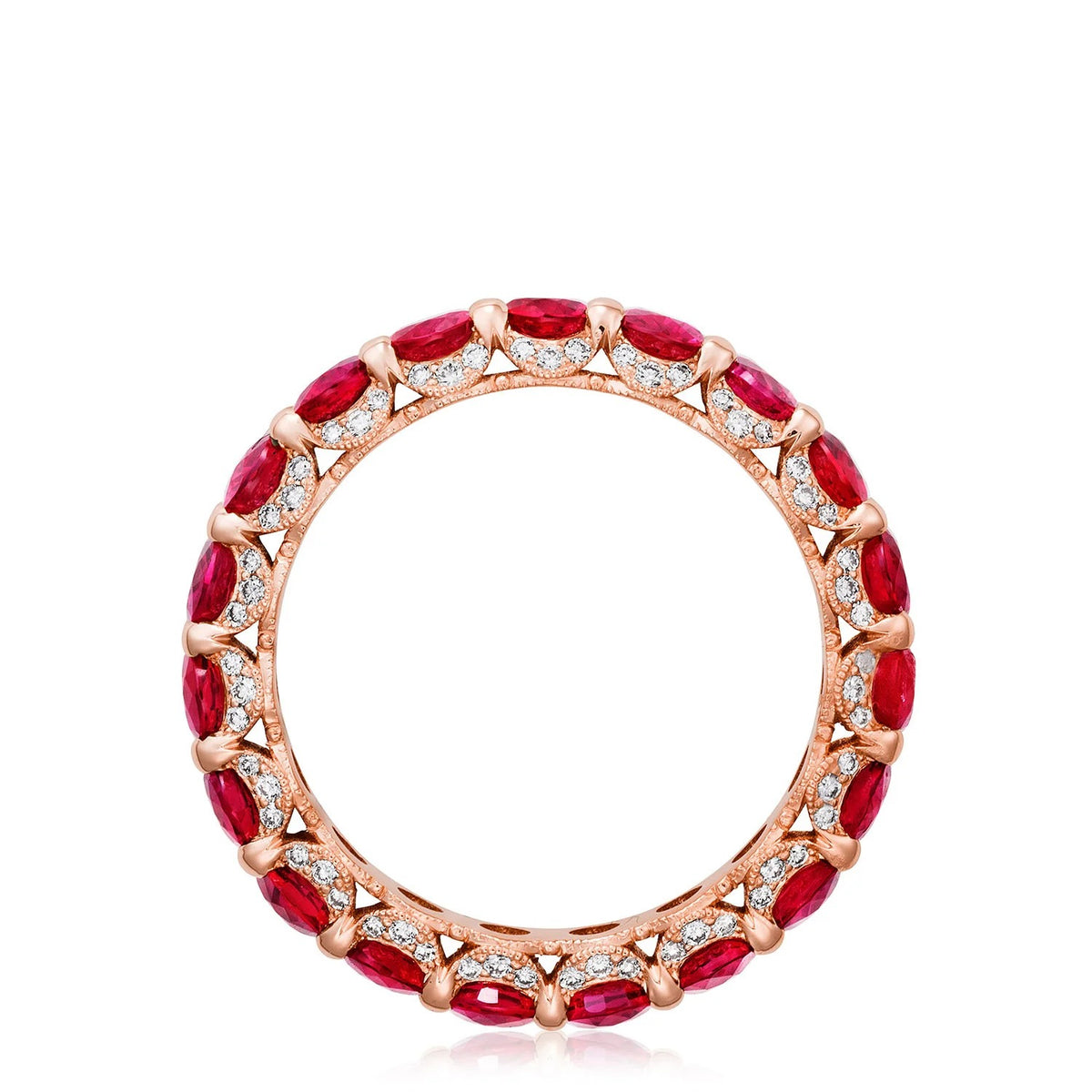Classic Crescent Oval Ruby Eternity Band