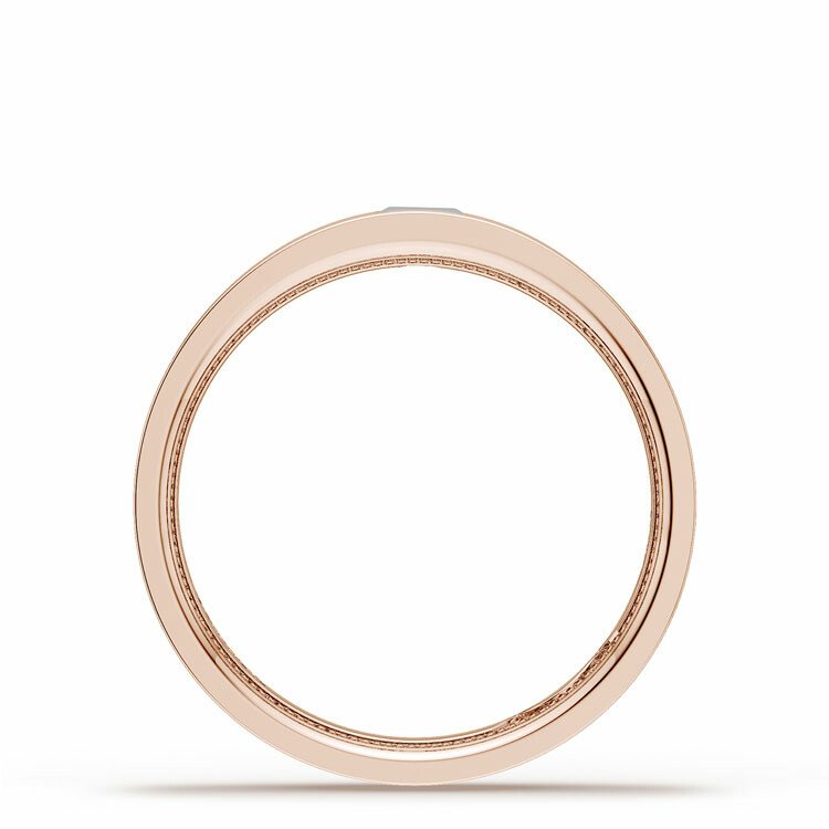 Bezel Set Diamond Wedding Ring 18K Rose Gold - 15035