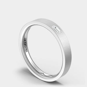 Bezel Set Diamond Wedding Ring 18K White Gold - 15035