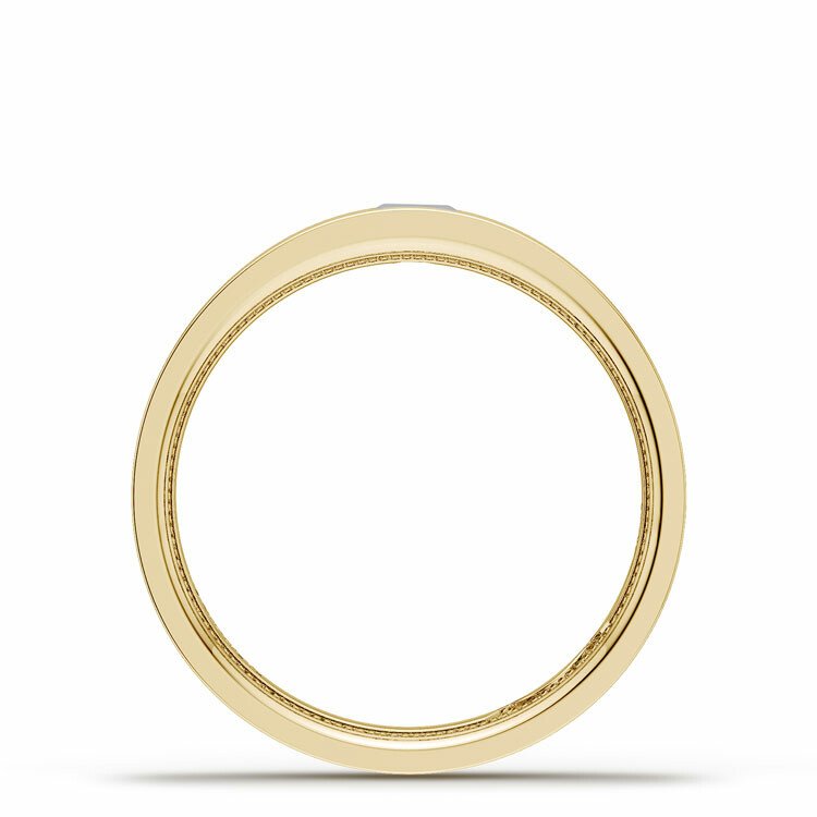 Bezel Set Diamond Wedding Ring 18K Yellow Gold - 15035