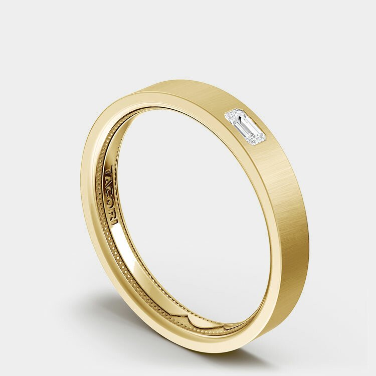 Bezel Set Diamond Wedding Ring 18K Yellow Gold - 15035