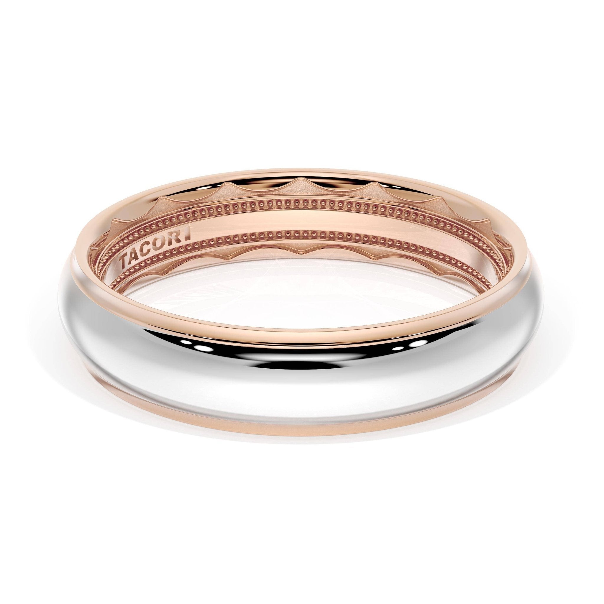 Classic High Polish Wedding Ring 18k White/Rose Gold - 1655