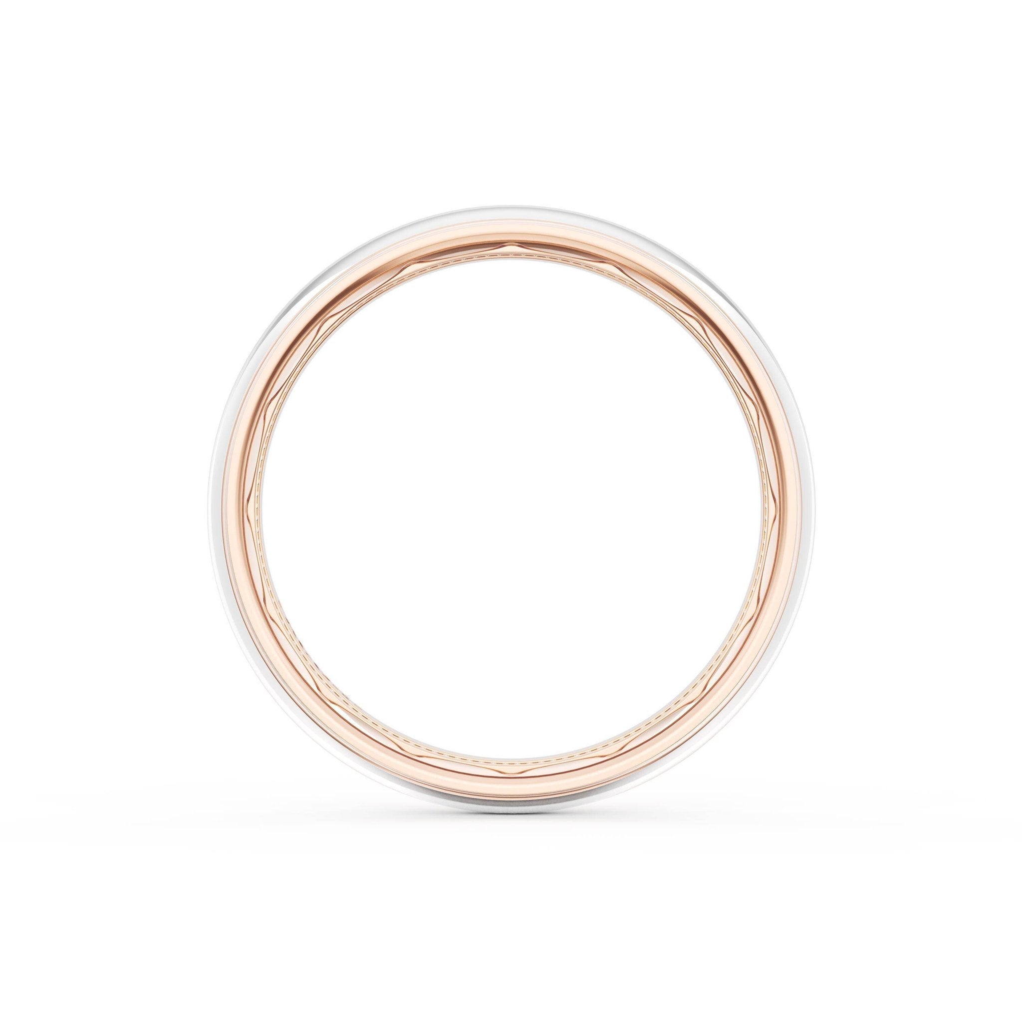 Classic High Polish Wedding Ring 18k White/Rose Gold - 1655