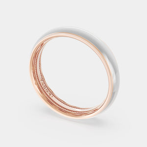 Classic High Polish Wedding Ring 18k White/Rose Gold - 1655