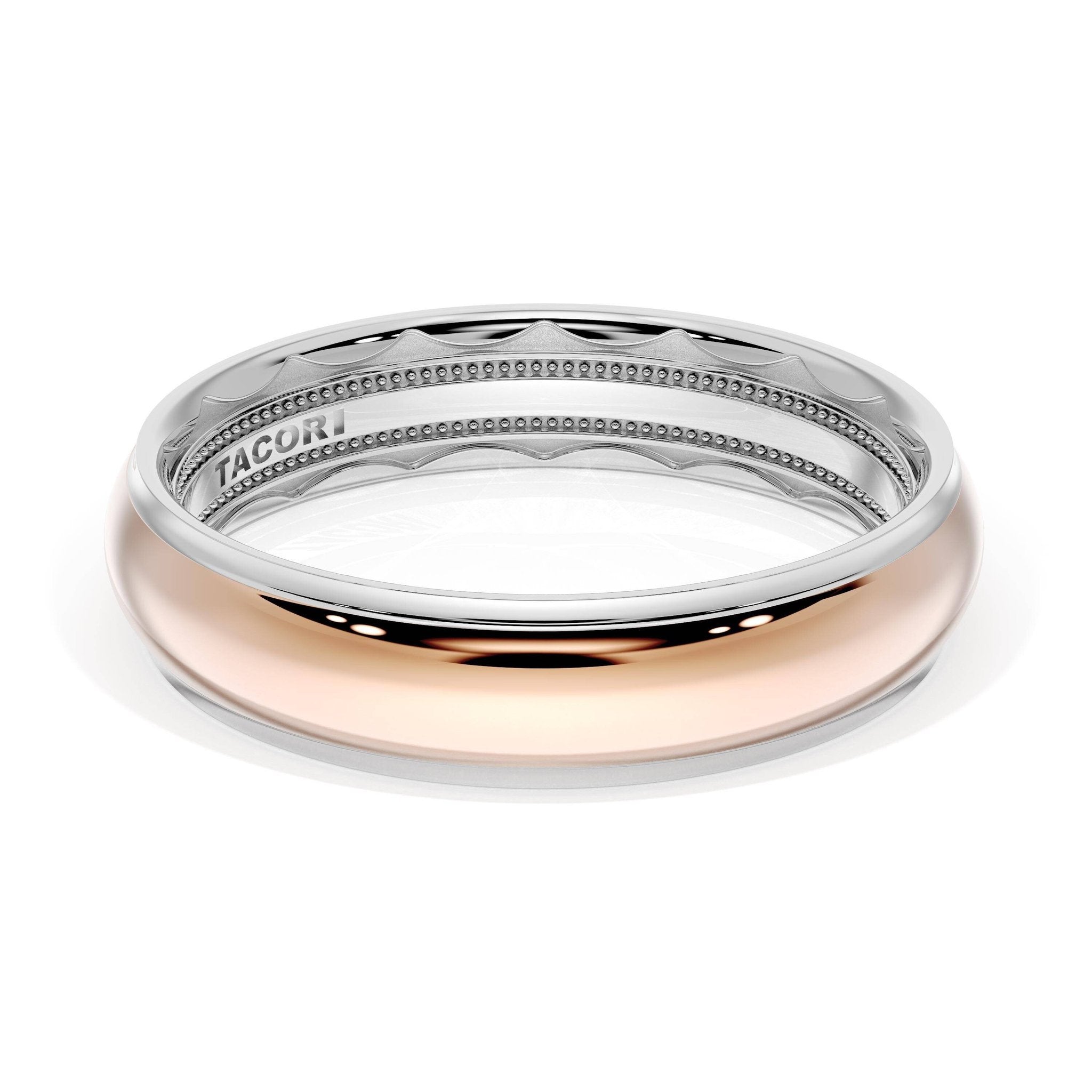 Classic High Polish Wedding Ring 18k Rose/White Gold - 1655