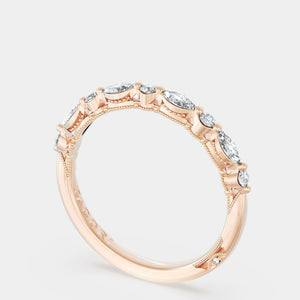 Marquise Round Wedding Ring 18k Rose Gold - 272822B12