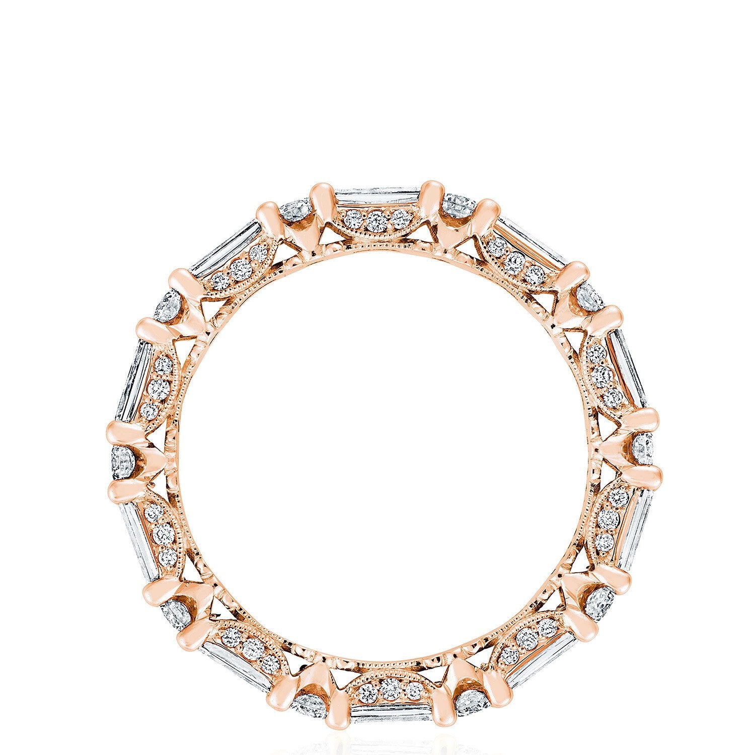 Baguette Round Eternity Wedding Ring 18k Rose Gold - HT2682