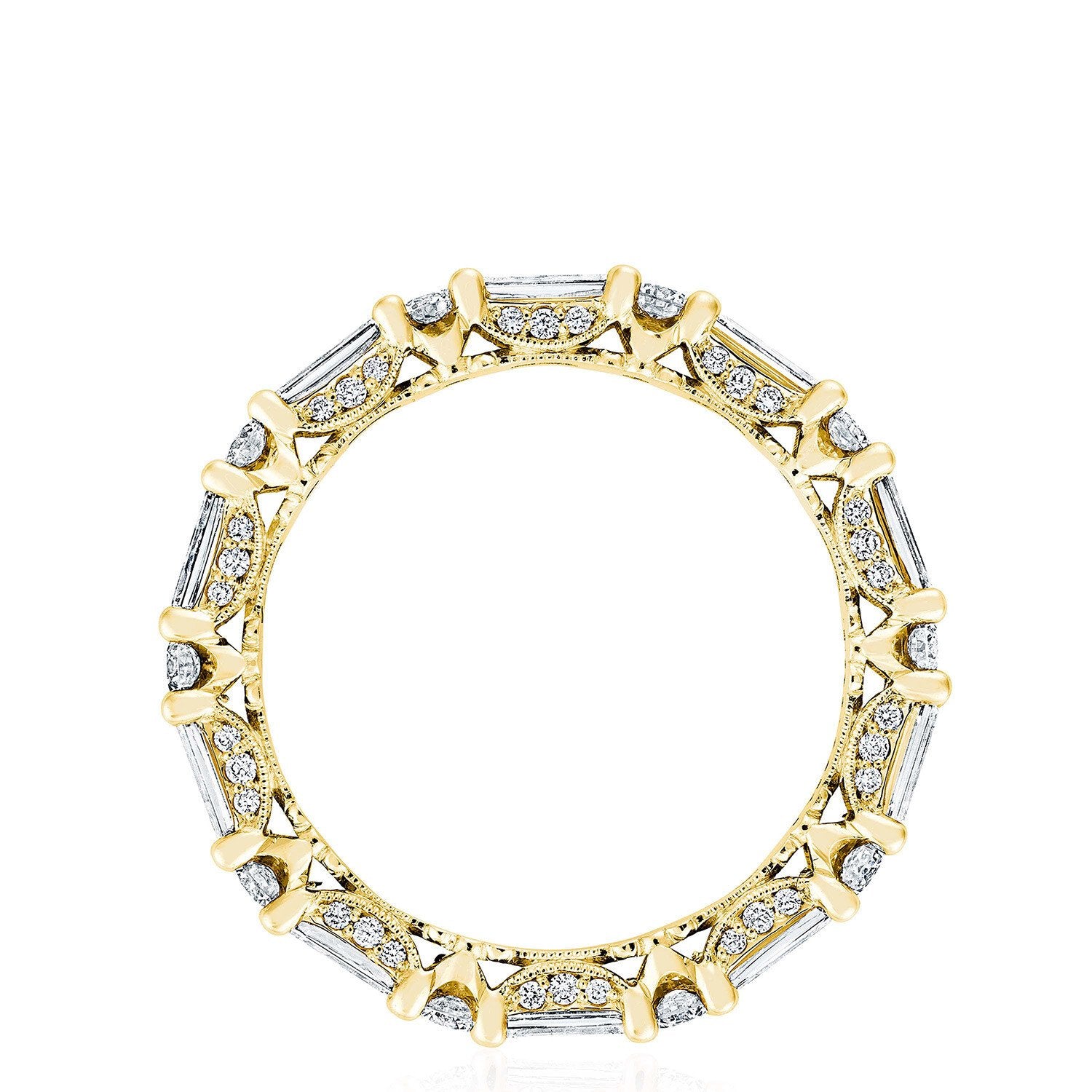 Baguette Round Eternity Wedding Ring 18k Yellow Gold - HT2682