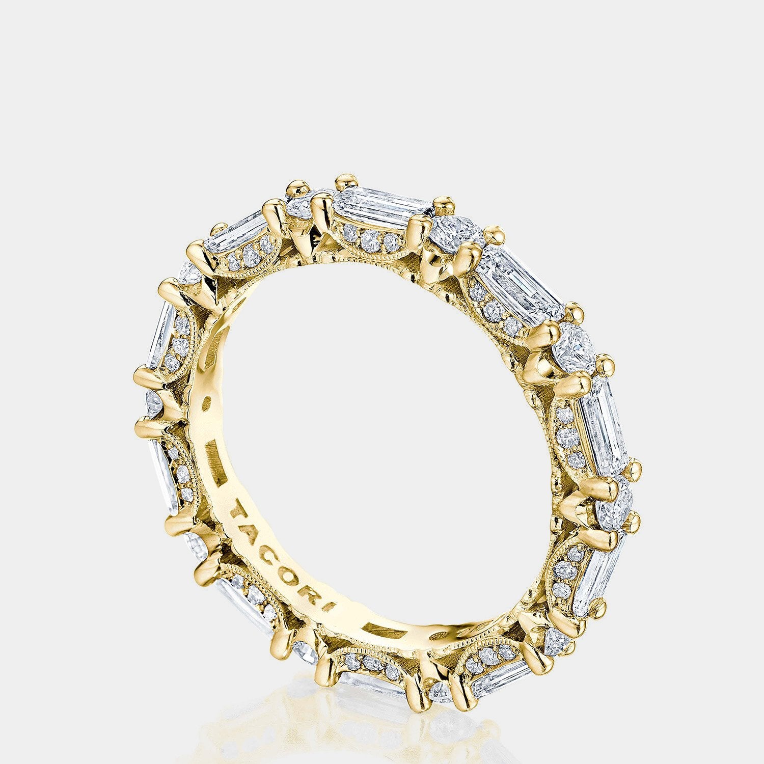 Baguette Round Eternity Wedding Ring 18k Yellow Gold - HT2682