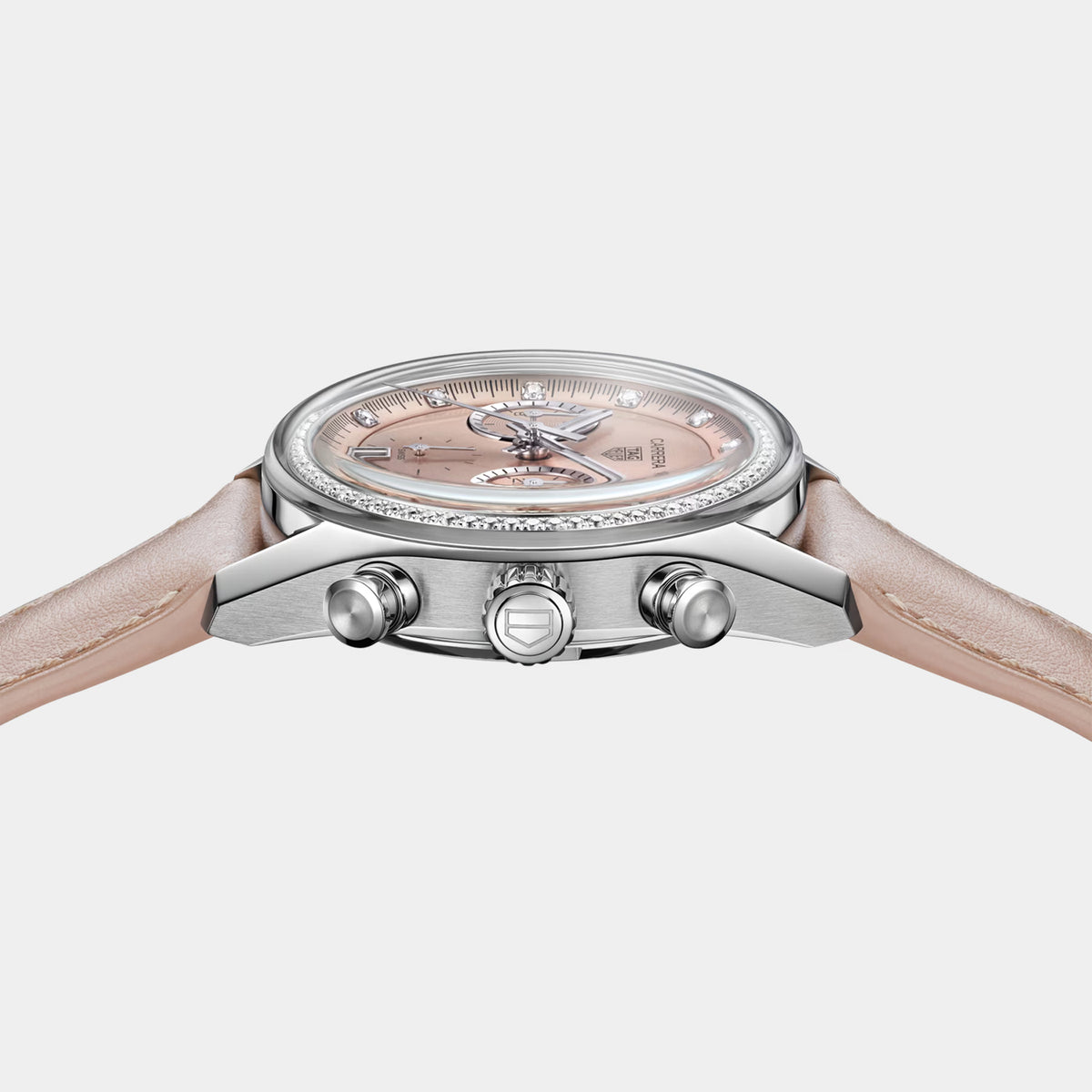 Carrera Chronograph 39mm Pink Diamond Dial Stainless Steel Watch