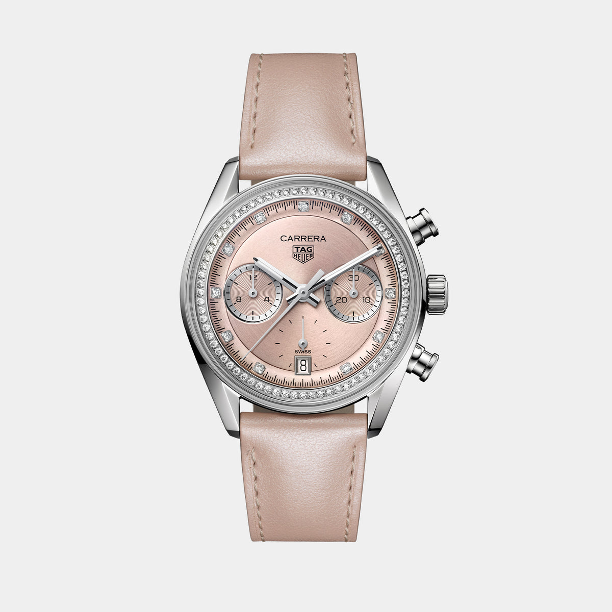 Carrera Chronograph 39mm Pink Diamond Dial Stainless Steel Watch