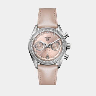 Carrera Chronograph 39mm Pink Diamond Dial Stainless Steel Watch
