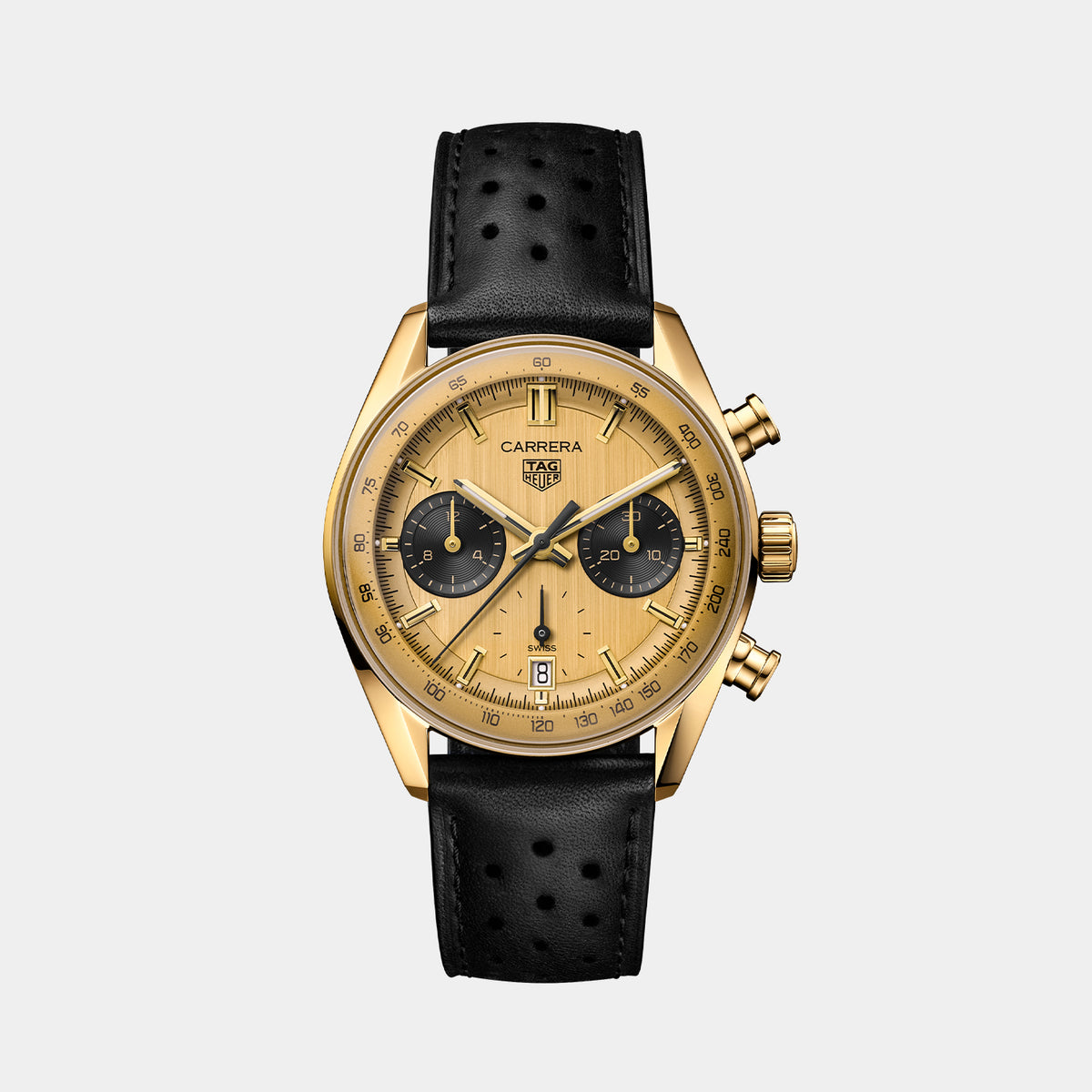 Carrera Chronograph 39mm Gold Dial 18K Yellow Gold Watch