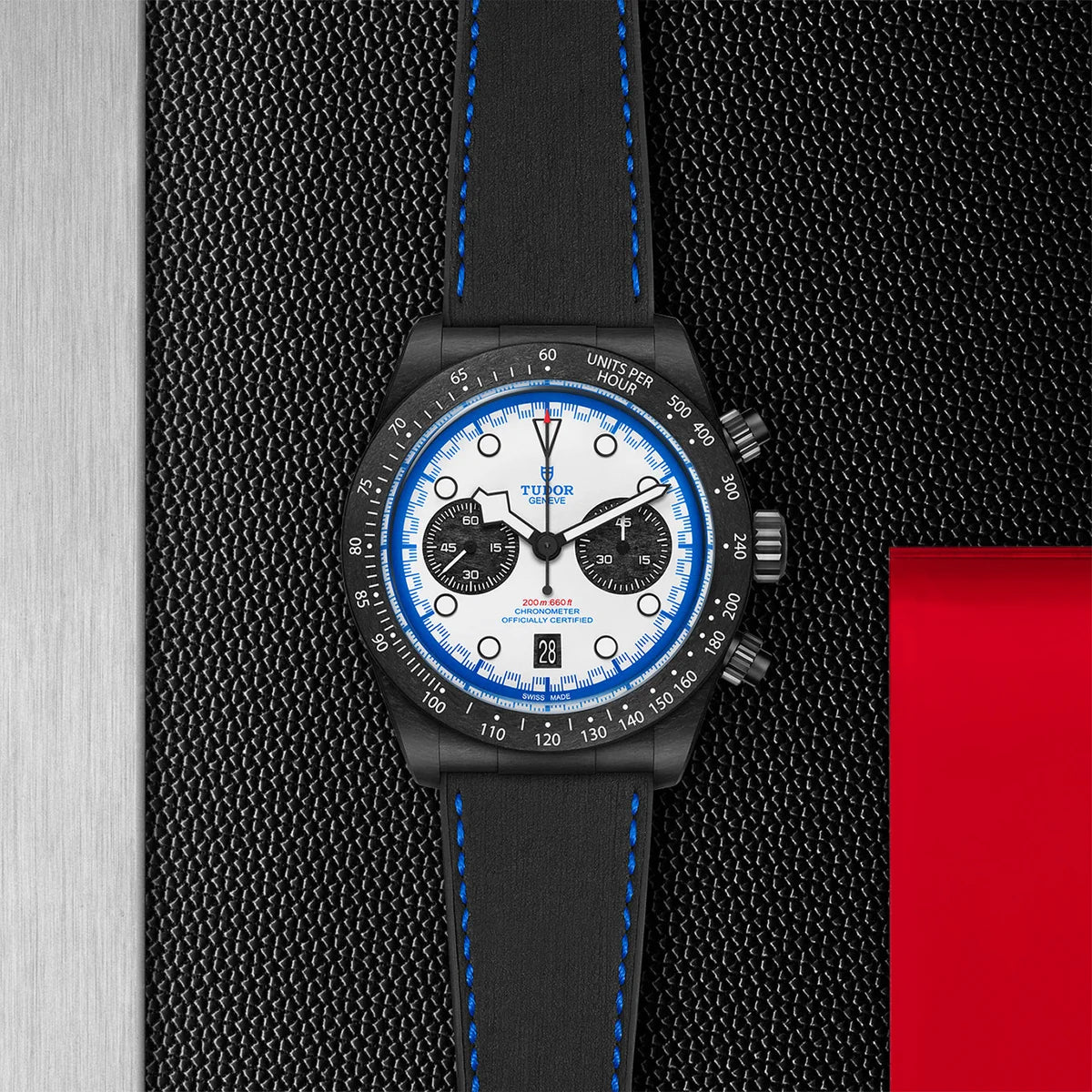 Black Bay Chrono Carbon 42mm - Racing White Dial on Strap