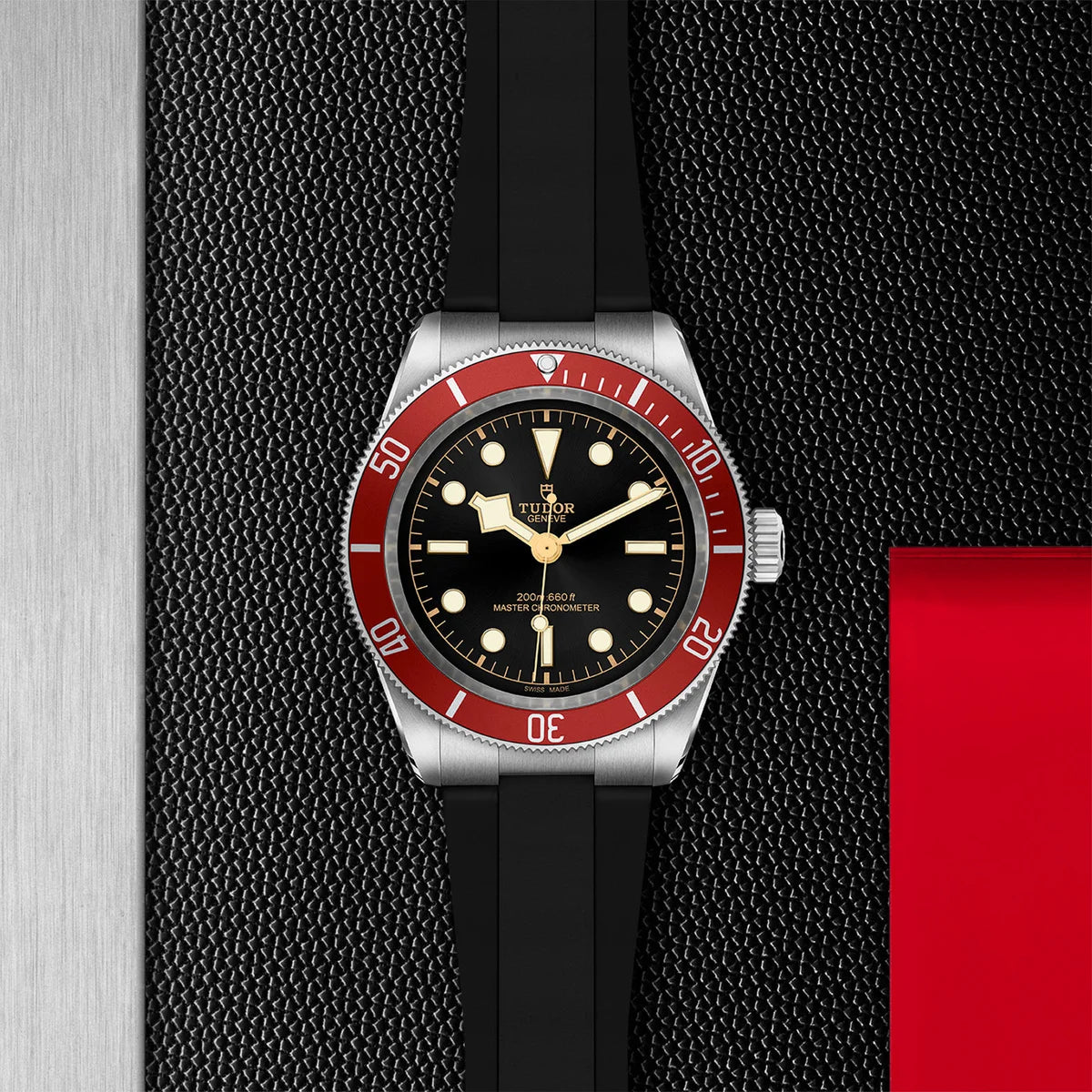 Black Bay 41mm - Red Bezel on Rubber Strap