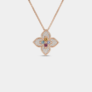 Venetian Princess Carnival Pavé Diamond  Mixed Stones Flower Necklace