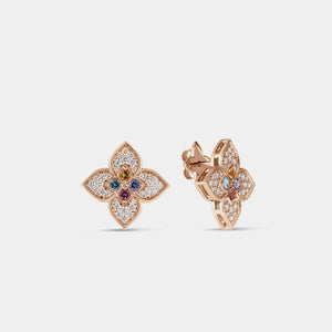 Venetian Princess Carnival Pavé Diamond Mixed Stone Stud Earrings