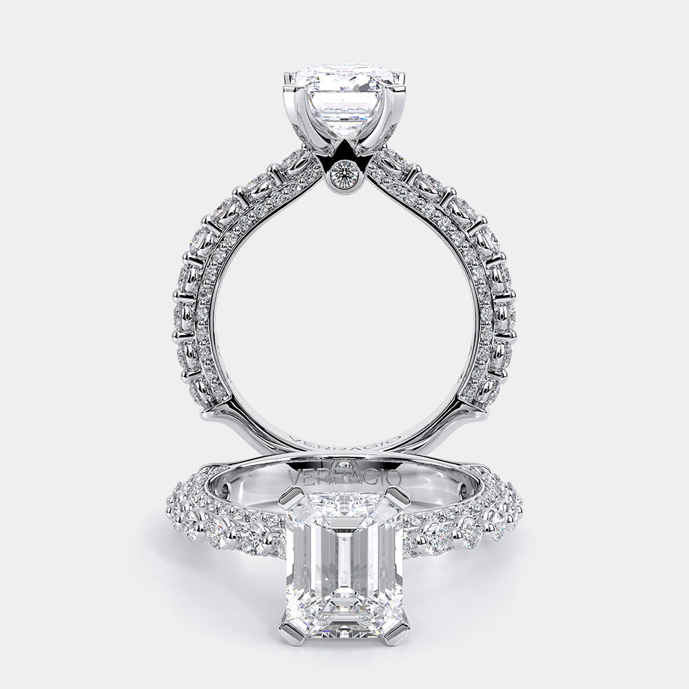 Emerald Pavé Platinum Engagement Ring - CTR-0488