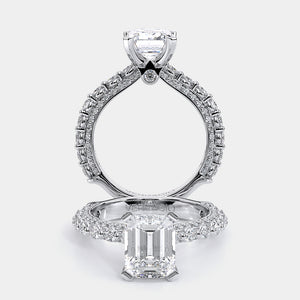 Emerald Pavé Platinum Engagement Ring - CTR-0488