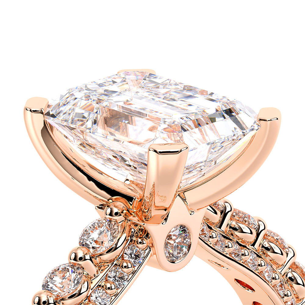 Emerald Pavé 18k Rose Gold Engagement Ring - CTR-0488