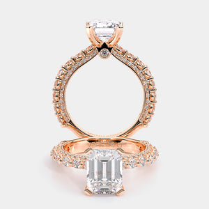 Emerald Pavé 18k Rose Gold Engagement Ring - CTR-0488