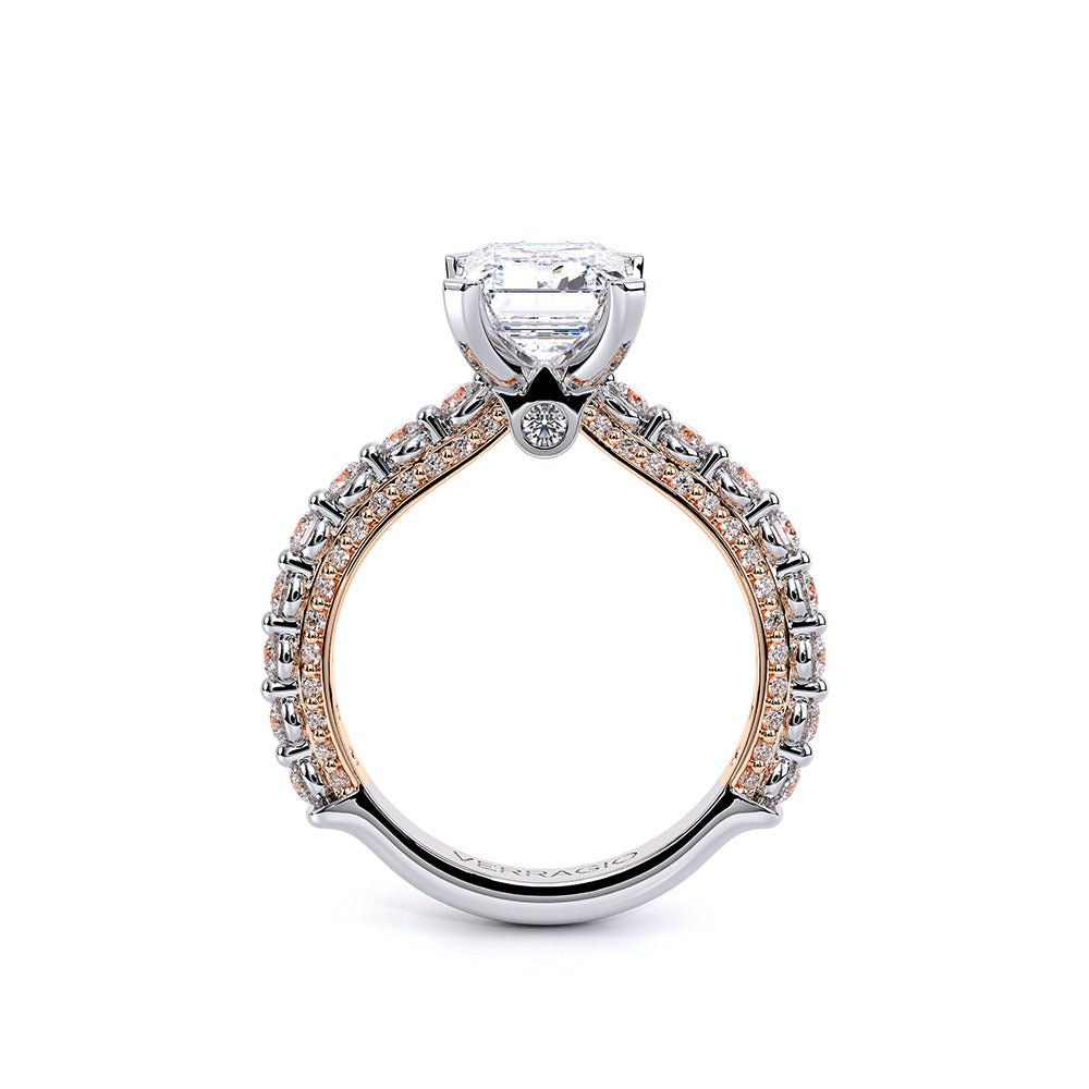 Emerald Pavé 14k Rose and White Gold Engagement Ring - CTR-0488