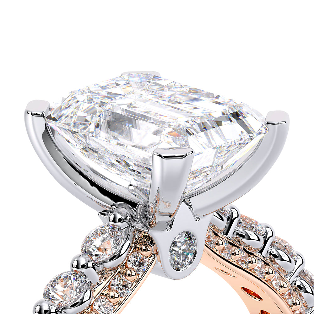 Emerald Pavé 18k Rose and White Gold Engagement Ring - CTR-0488