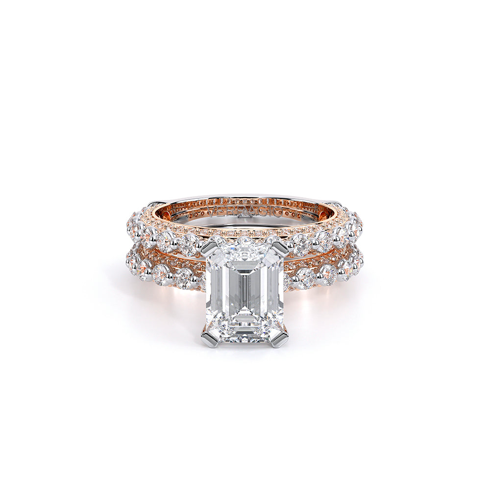 Emerald Pavé 18k Rose and White Gold Engagement Ring - CTR-0488