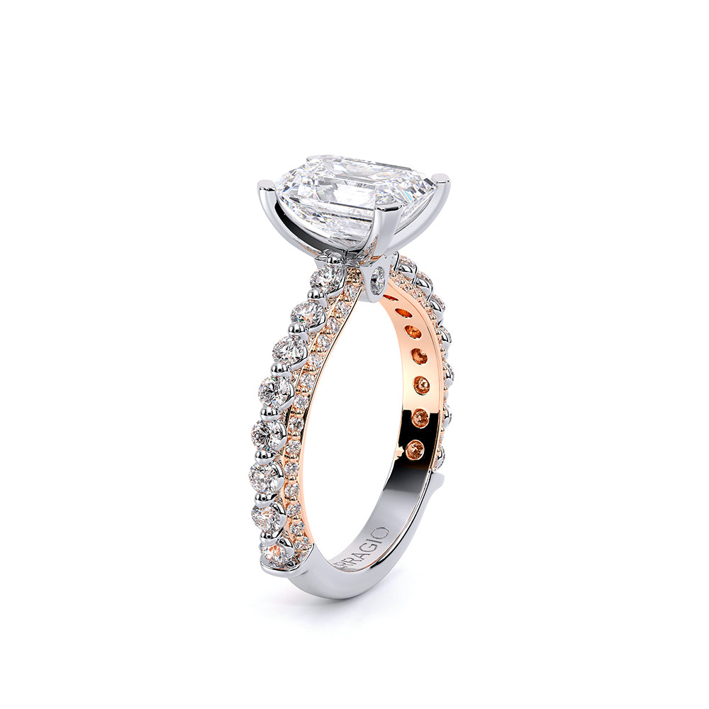 Emerald Pavé 18k Rose and White Gold Engagement Ring - CTR-0488