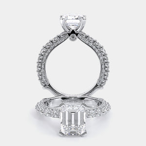 Emerald Pavé 18k White Gold Engagement Ring - CTR-0488